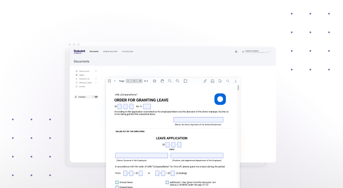 Form templates in the Dokobit portal.