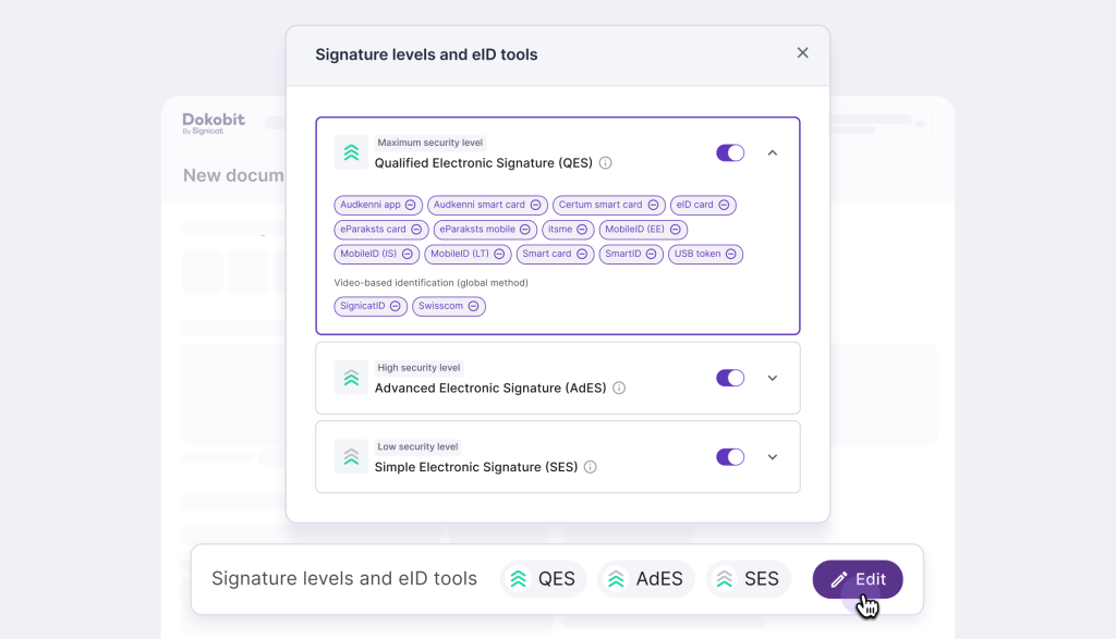 Signing method management